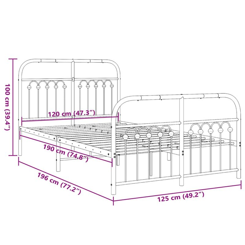 Casa si Gradina - Mobilier - Paturi si accesorii - Paturi - Cadru de pat metalic cu tablie, alb, 120x190 cm - Infinity.ro