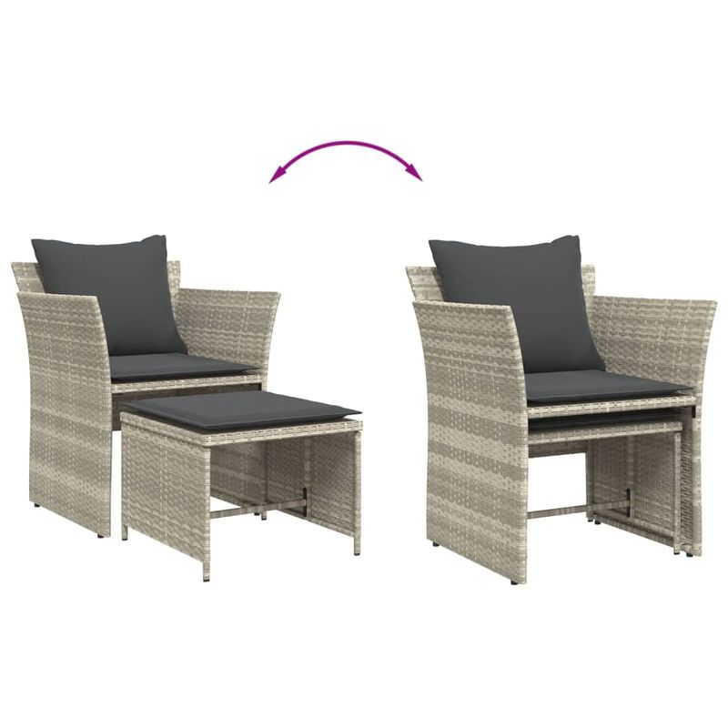 Casa si Gradina - Gradina si terasa - Mobilier exterior - Scaune si sezlonguri gradina - Scaun de gradina cu taburet, gri deschis, poliratan - Infinity.ro