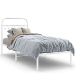 Casa si Gradina - Mobilier - Paturi si accesorii - Paturi - Cadru de pat metalic cu tablie, alb, 75x190 cm - Infinity.ro