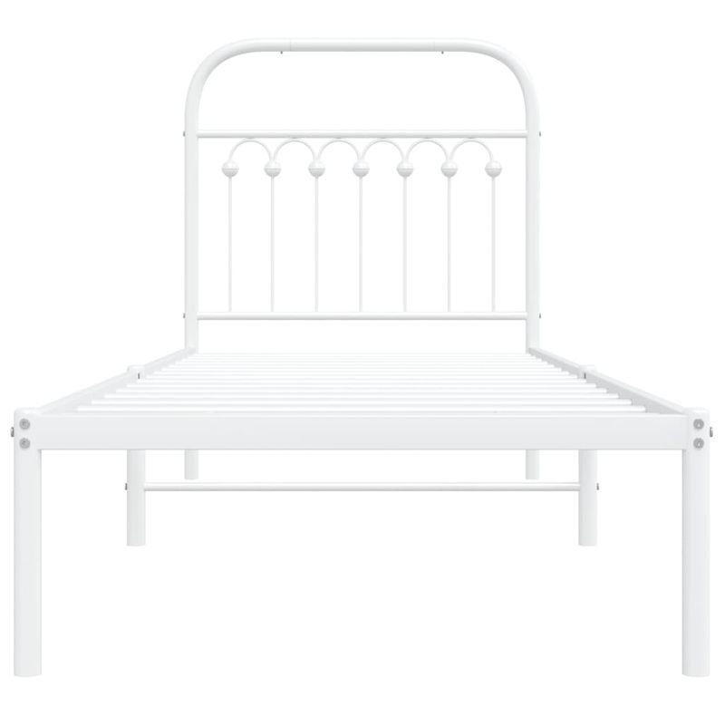 Casa si Gradina - Mobilier - Paturi si accesorii - Paturi - Cadru de pat metalic cu tablie, alb, 75x190 cm - Infinity.ro