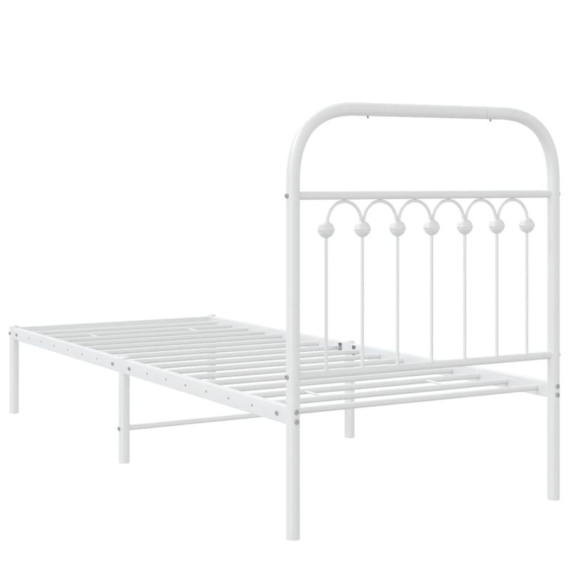 Casa si Gradina - Mobilier - Paturi si accesorii - Paturi - Cadru de pat metalic cu tablie, alb, 75x190 cm - Infinity.ro