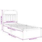 Casa si Gradina - Mobilier - Paturi si accesorii - Paturi - Cadru de pat metalic cu tablie, alb, 75x190 cm - Infinity.ro