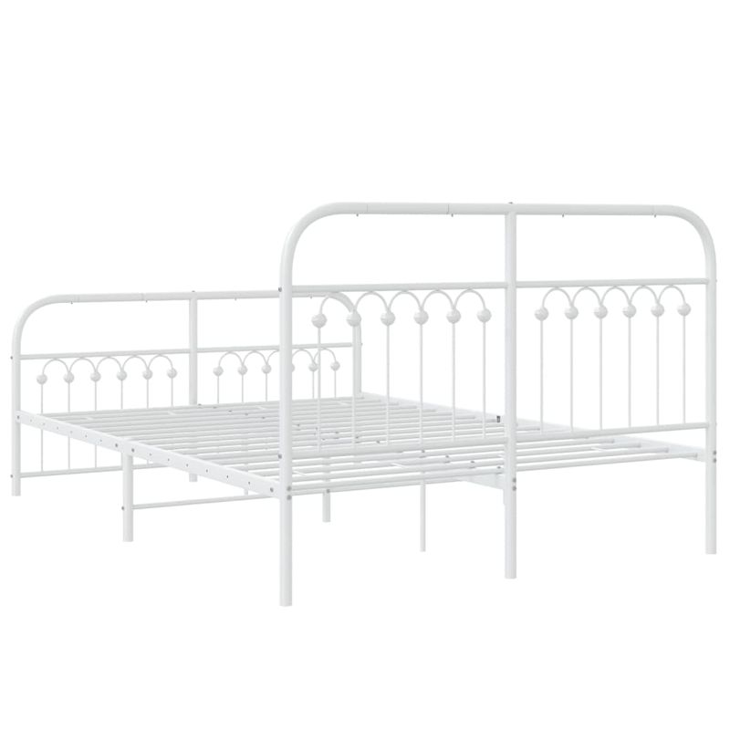 Casa si Gradina - Mobilier - Paturi si accesorii - Paturi - Cadru de pat metalic cu tablie de cap/picioare, alb, 137x190 cm - Infinity.ro
