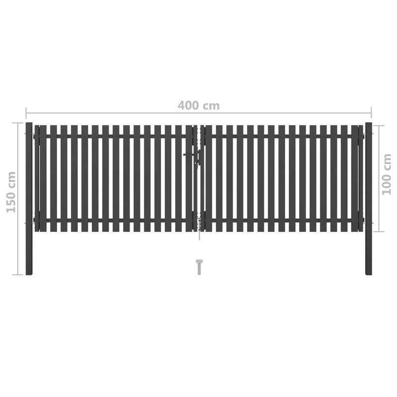 Casa si Gradina - Constructii - Usi interior, exterior si garaj - Usi garaj - Poarta de gard gradina, antracit, 4 x 1,5 m, otel - Infinity.ro