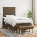 Casa si Gradina - Mobilier - Paturi si accesorii - Paturi - Pat box spring cu saltea, maro inchis, 90x190 cm, textil - Infinity.ro