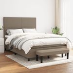 Casa si Gradina - Mobilier - Paturi si accesorii - Paturi - Pat box spring cu saltea, gri taupe, 140x200 cm, textil - Infinity.ro