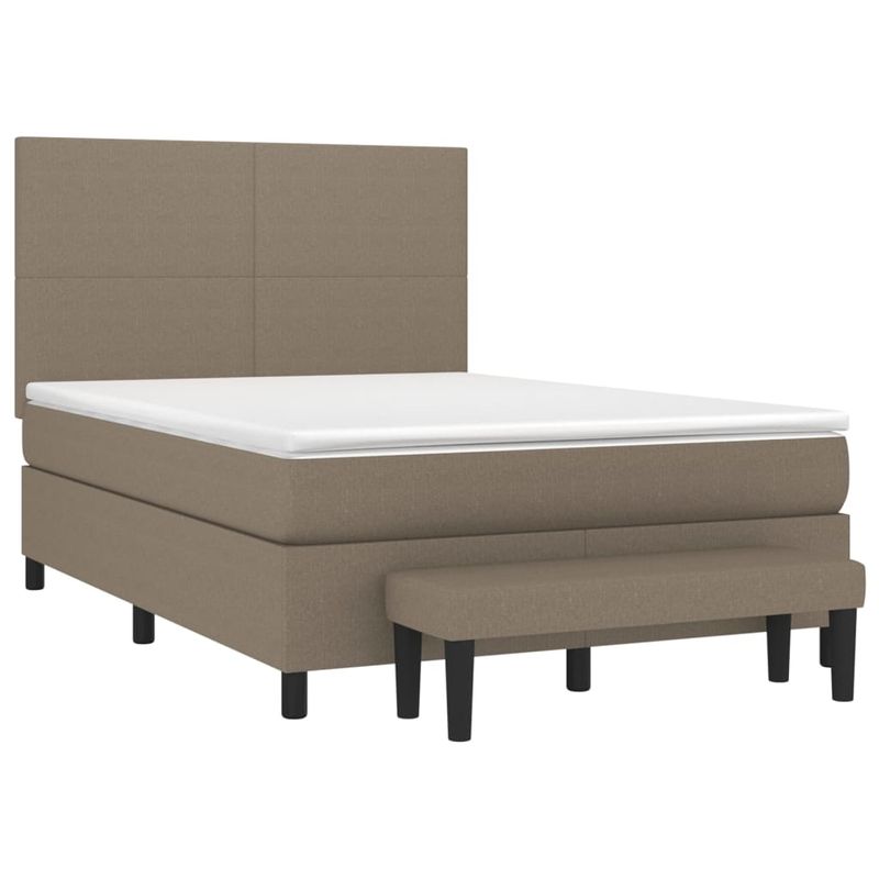 Casa si Gradina - Mobilier - Paturi si accesorii - Paturi - Pat box spring cu saltea, gri taupe, 140x200 cm, textil - Infinity.ro