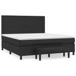 Casa si Gradina - Mobilier - Paturi si accesorii - Paturi - Pat box spring cu saltea, negru, 160x200 cm, piele ecologica - Infinity.ro