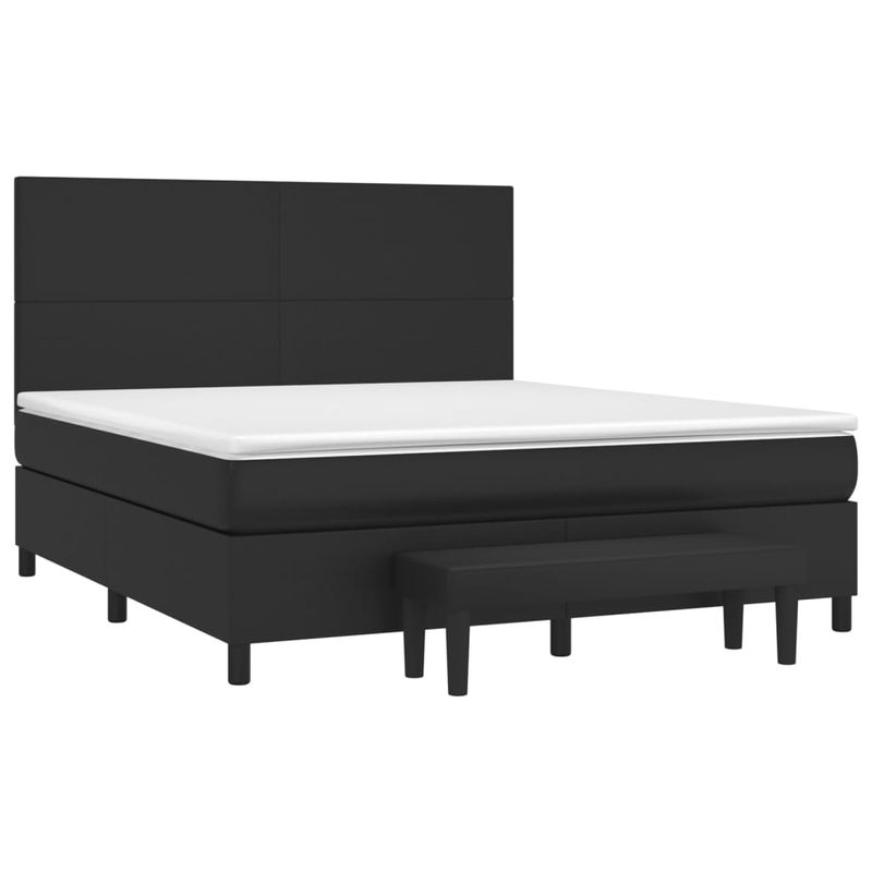 Casa si Gradina - Mobilier - Paturi si accesorii - Paturi - Pat box spring cu saltea, negru, 160x200 cm, piele ecologica - Infinity.ro