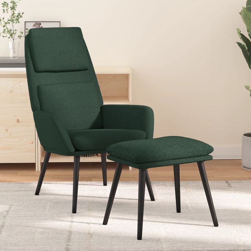 Casa si Gradina - Mobilier - Scaune si fotolii - Fotolii - Fotoliu de relaxare cu taburet, verde inchis, catifea - Infinity.ro