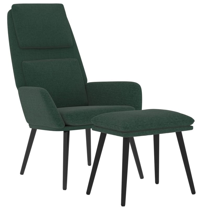 Casa si Gradina - Mobilier - Scaune si fotolii - Fotolii - Fotoliu de relaxare cu taburet, verde inchis, catifea - Infinity.ro