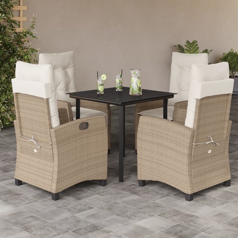 Casa si Gradina - Gradina si terasa - Mobilier exterior - Seturi mobila gradina - Set mobilier de gradina cu perne, 5 piese, bej, poliratan - Infinity.ro