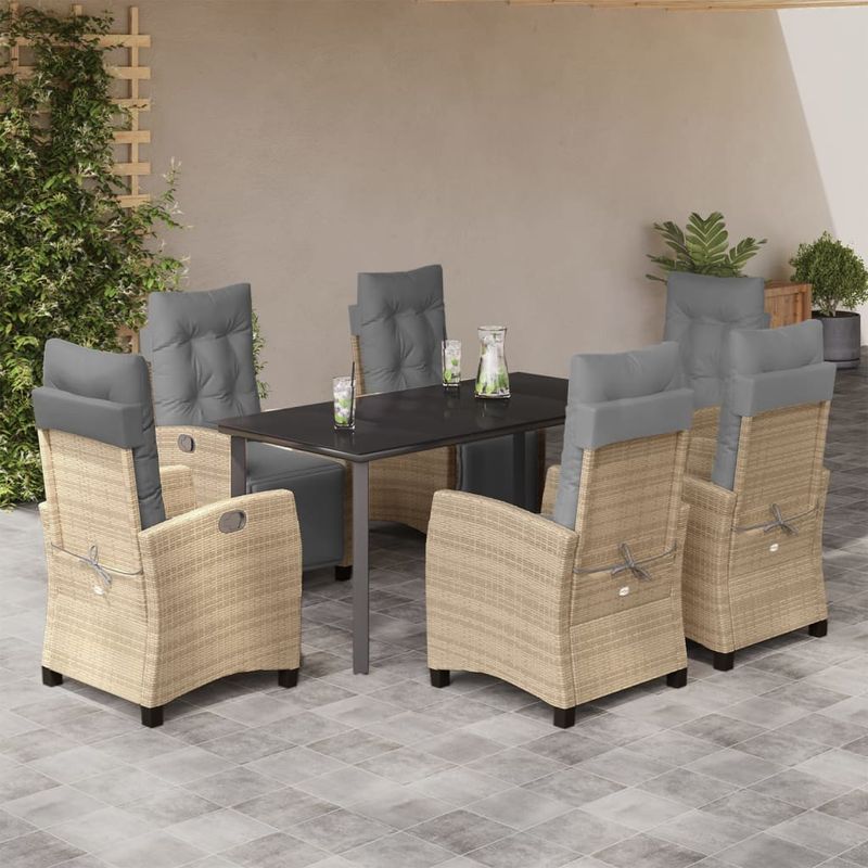 Casa si Gradina - Gradina si terasa - Mobilier exterior - Seturi mobila gradina - Set mobilier pentru gradina, 7 piese, cu perne, bej, poliratan - Infinity.ro
