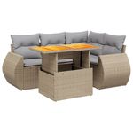 Casa si Gradina - Gradina si terasa - Mobilier exterior - Seturi mobila gradina - Set canapele de gradina cu perne, 5 piese, bej, poliratan - Infinity.ro