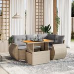 Casa si Gradina - Gradina si terasa - Mobilier exterior - Seturi mobila gradina - Set canapele de gradina cu perne, 5 piese, bej, poliratan - Infinity.ro