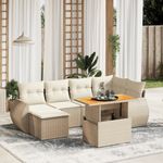 Casa si Gradina - Gradina si terasa - Mobilier exterior - Seturi mobila gradina - Set canapele de gradina, 7 piese, cu perne, bej, poliratan - Infinity.ro