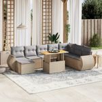 Casa si Gradina - Gradina si terasa - Mobilier exterior - Seturi mobila gradina - Set canapele de gradina, 9 piese, cu perne, bej, poliratan - Infinity.ro