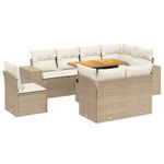 Casa si Gradina - Gradina si terasa - Mobilier exterior - Seturi mobila gradina - Set canapele de gradina, 9 piese, cu perne, bej, poliratan - Infinity.ro