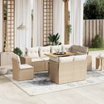 Casa si Gradina - Gradina si terasa - Mobilier exterior - Seturi mobila gradina - Set canapele de gradina, 9 piese, cu perne, bej, poliratan - Infinity.ro