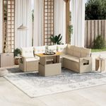 Casa si Gradina - Gradina si terasa - Mobilier exterior - Seturi mobila gradina - Set canapele de gradina, 7 piese, cu perne, bej, poliratan - Infinity.ro