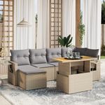 Casa si Gradina - Gradina si terasa - Mobilier exterior - Seturi mobila gradina - Set canapele de gradina, 7 piese, cu perne, bej, poliratan - Infinity.ro