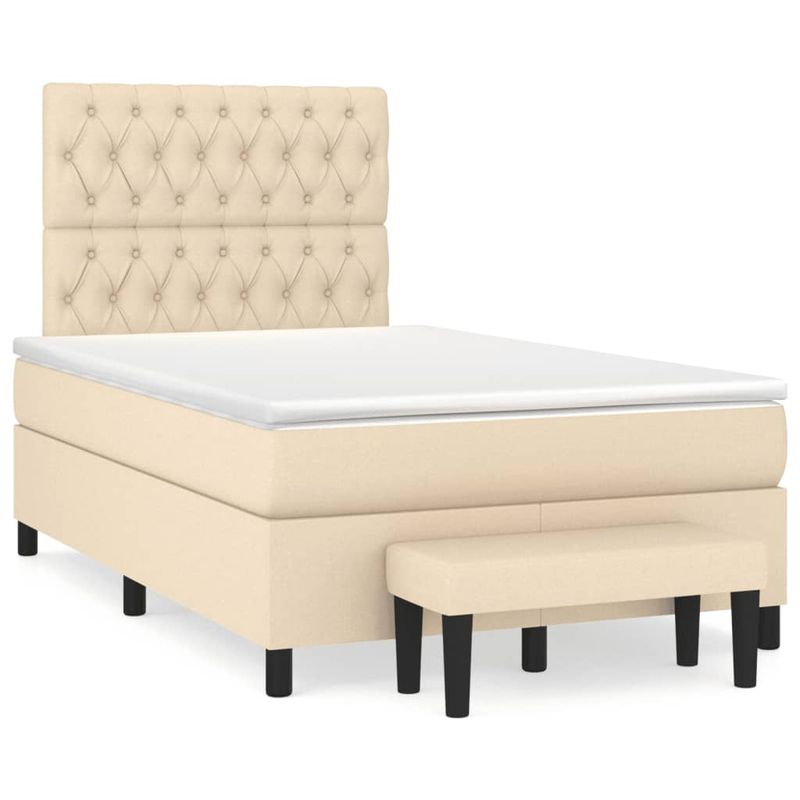 Casa si Gradina - Mobilier - Paturi si accesorii - Paturi - Pat continental cu saltea, crem, 120x190 cm, textil - Infinity.ro