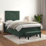 Casa si Gradina - Mobilier - Paturi si accesorii - Paturi - Pat box spring cu saltea, verde inchis, 120x190 cm, catifea - Infinity.ro