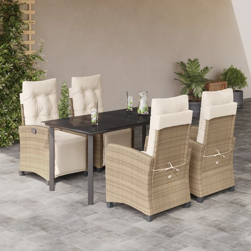 Casa si Gradina - Gradina si terasa - Mobilier exterior - Seturi mobila gradina - Set mobilier de gradina cu perne, 5 piese, bej, poliratan - Infinity.ro