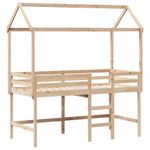 Casa si Gradina - Mobilier - Paturi si accesorii - Paturi - Pat etajat cu scara si acoperis, alb, 90x190 cm, lemn masiv pin - Infinity.ro