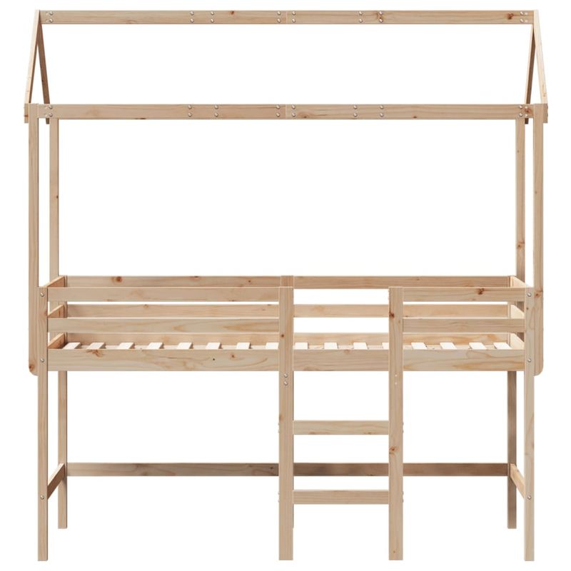 Casa si Gradina - Mobilier - Paturi si accesorii - Paturi - Pat etajat cu scara si acoperis, alb, 90x190 cm, lemn masiv pin - Infinity.ro