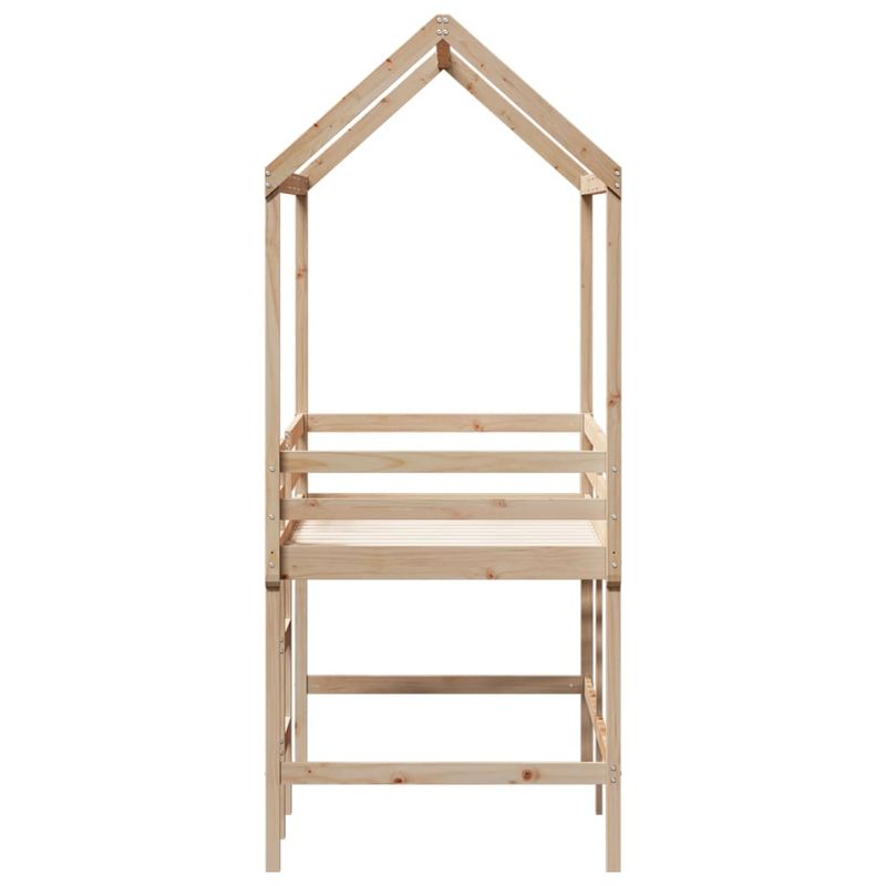 Casa si Gradina - Mobilier - Paturi si accesorii - Paturi - Pat etajat cu scara si acoperis, alb, 90x190 cm, lemn masiv pin - Infinity.ro
