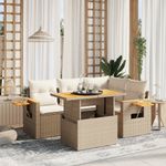 Casa si Gradina - Gradina si terasa - Mobilier exterior - Seturi mobila gradina - Set canapele de gradina cu perne, 5 piese, bej, poliratan - Infinity.ro