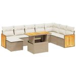 Casa si Gradina - Gradina si terasa - Mobilier exterior - Seturi mobila gradina - Set canapele de gradina, 9 piese, cu perne, bej, poliratan - Infinity.ro
