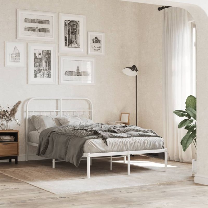 Casa si Gradina - Mobilier - Paturi si accesorii - Accesorii paturi - Tablie de pat metalica, alb, 120 cm - Infinity.ro
