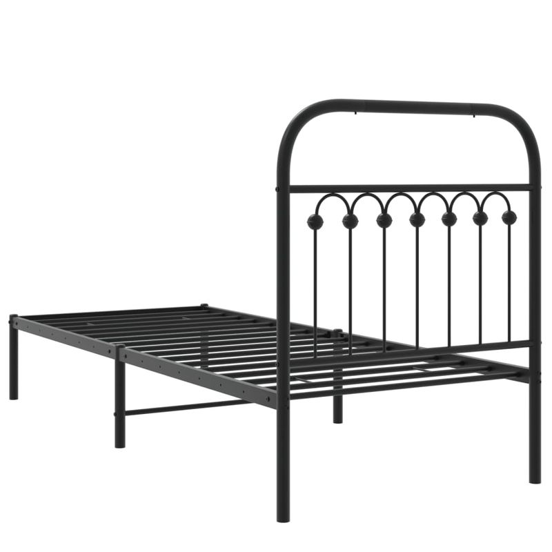 Casa si Gradina - Mobilier - Paturi si accesorii - Paturi - Cadru de pat metalic cu tablie, negru, 80x200 cm - Infinity.ro