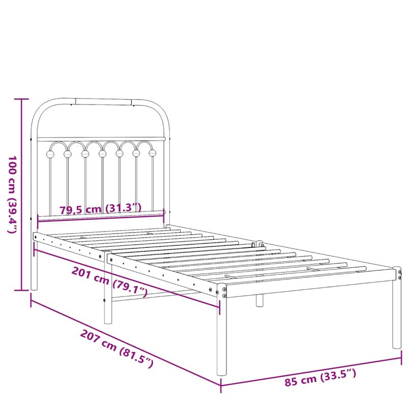 Casa si Gradina - Mobilier - Paturi si accesorii - Paturi - Cadru de pat metalic cu tablie, negru, 80x200 cm - Infinity.ro