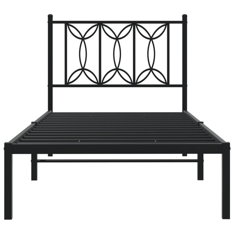 Casa si Gradina - Mobilier - Paturi si accesorii - Paturi - Cadru de pat metalic cu tablie, negru, 75x190 cm - Infinity.ro