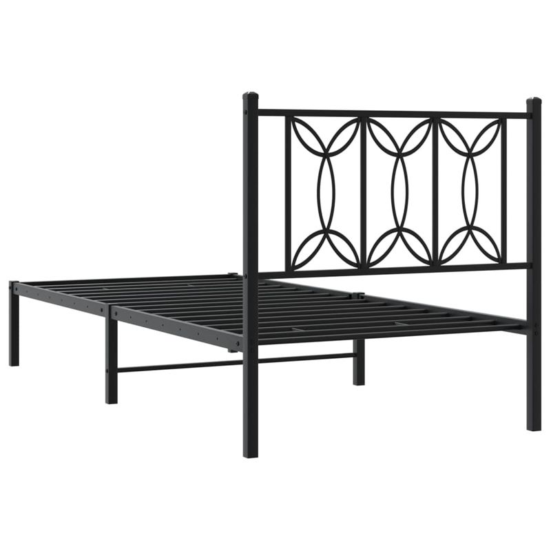 Casa si Gradina - Mobilier - Paturi si accesorii - Paturi - Cadru de pat metalic cu tablie, negru, 75x190 cm - Infinity.ro