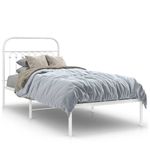 Casa si Gradina - Mobilier - Paturi si accesorii - Paturi - Cadru de pat metalic cu tablie, alb, 90x190 cm - Infinity.ro