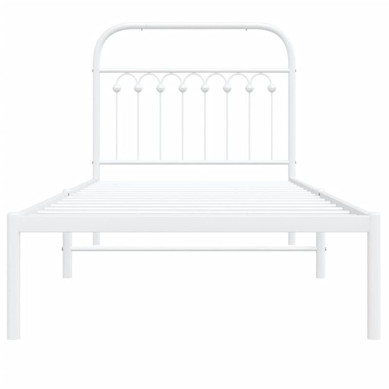 Casa si Gradina - Mobilier - Paturi si accesorii - Paturi - Cadru de pat metalic cu tablie, alb, 90x190 cm - Infinity.ro