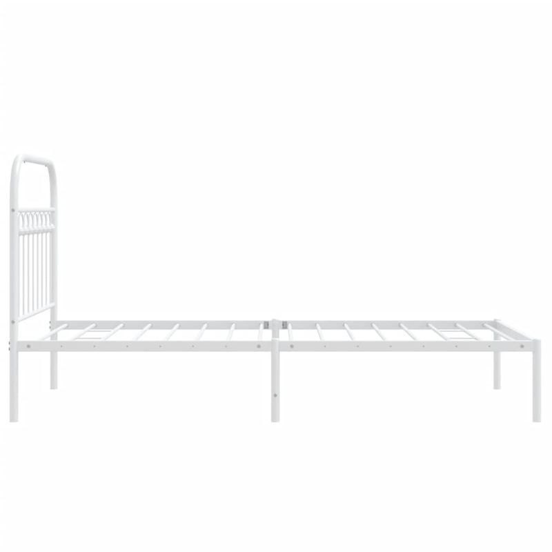 Casa si Gradina - Mobilier - Paturi si accesorii - Paturi - Cadru de pat metalic cu tablie, alb, 90x190 cm - Infinity.ro