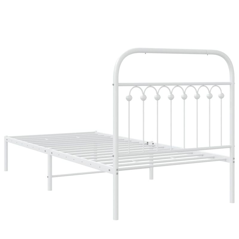 Casa si Gradina - Mobilier - Paturi si accesorii - Paturi - Cadru de pat metalic cu tablie, alb, 90x190 cm - Infinity.ro