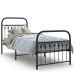 Casa si Gradina - Mobilier - Paturi si accesorii - Paturi - Cadru pat metalic cu tablii de cap/picioare, negru, 75x190 cm - Infinity.ro