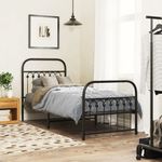 Casa si Gradina - Mobilier - Paturi si accesorii - Paturi - Cadru pat metalic cu tablii de cap/picioare, negru, 75x190 cm - Infinity.ro