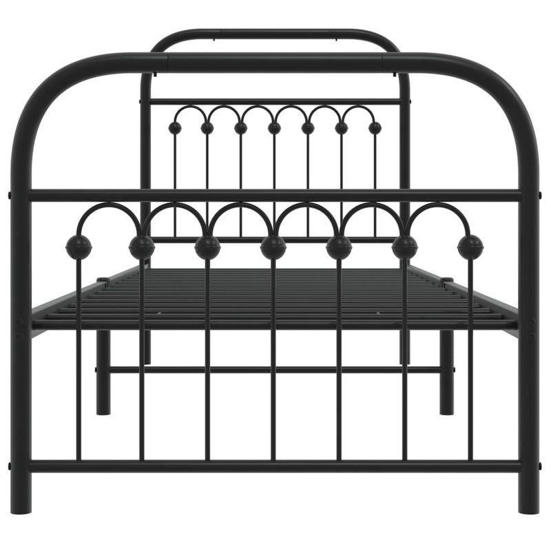 Casa si Gradina - Mobilier - Paturi si accesorii - Paturi - Cadru pat metalic cu tablii de cap/picioare, negru, 75x190 cm - Infinity.ro