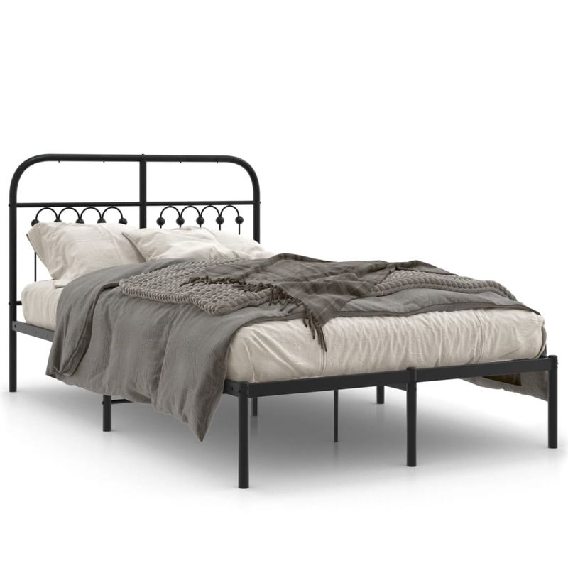 Casa si Gradina - Mobilier - Paturi si accesorii - Paturi - Cadru de pat metalic cu tablie, negru, 120x200 cm - Infinity.ro