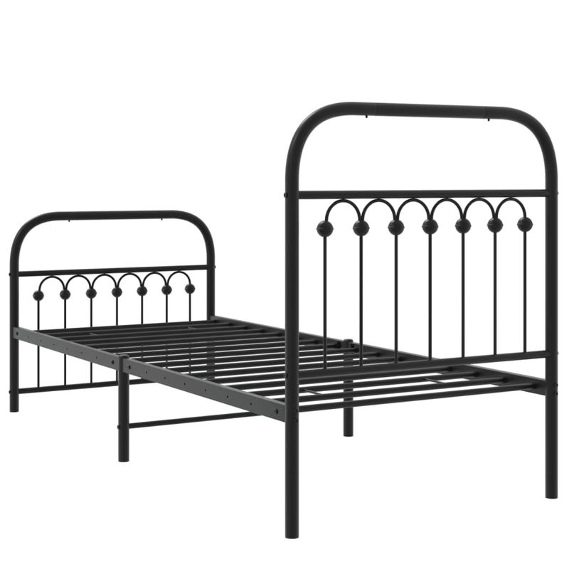 Casa si Gradina - Mobilier - Paturi si accesorii - Paturi - Cadru pat metalic cu tablii de cap/picioare, negru, 75x190 cm - Infinity.ro