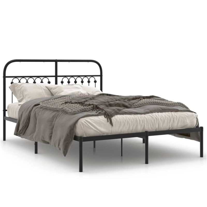 Casa si Gradina - Mobilier - Paturi si accesorii - Paturi - Cadru de pat metalic cu tablie, negru, 140x200 cm - Infinity.ro