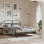 Casa si Gradina - Mobilier - Paturi si accesorii - Paturi - Cadru de pat metalic cu tablie, negru, 140x200 cm - Infinity.ro