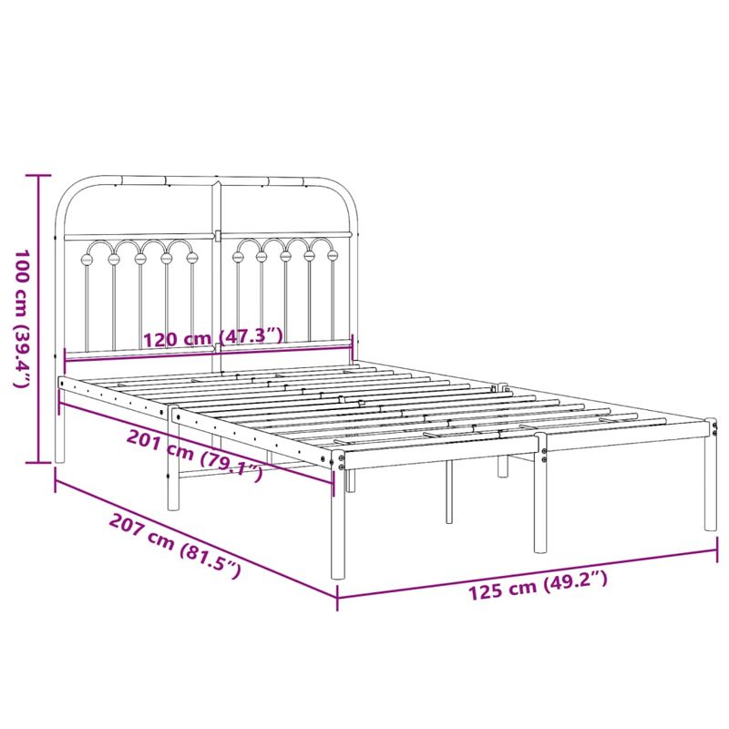 Casa si Gradina - Mobilier - Paturi si accesorii - Paturi - Cadru de pat metalic cu tablie, negru, 120x200 cm - Infinity.ro